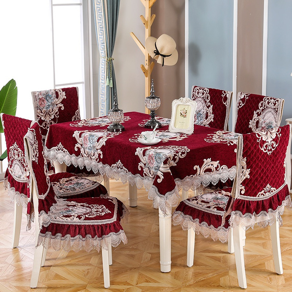 Chair Cover Lace Embroidery Quality Chenille Dining Chair Cushion