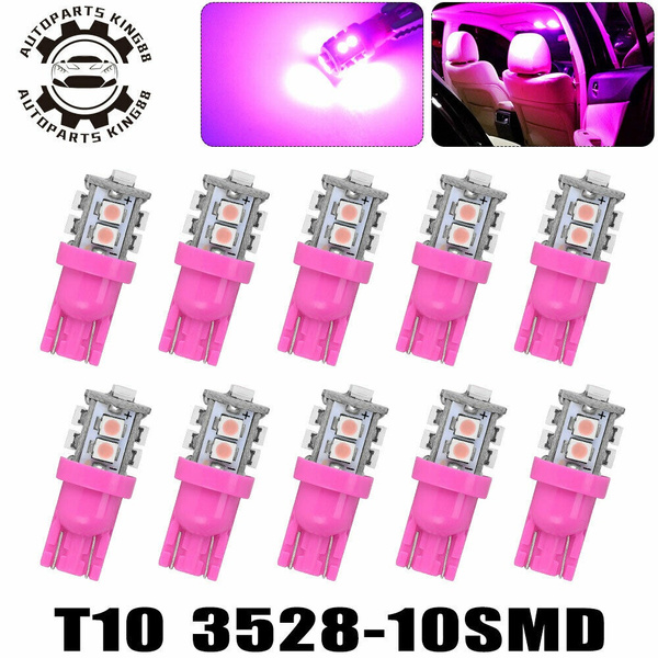 10X Pink T10 10SMD LED Car Dome Map Interior Light Bulb W5W 158 168 192 194 2825 
