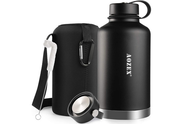 64 OZ Insulated Water Bottle With Straw, AOZEX Stainless Steel Half Gallon  Large Water Bottle For Gym Workout, Double Wall 1/2 Gallon Metal Water