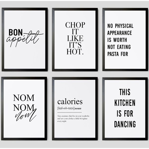 6 Panel Kitchen Inspirational Quotes Canvas Poster Kitchen Wall Decor  Dinning room Wall Art Funny Quotes Print Without Frame | Wish