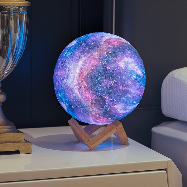 Dropshipping 3D Print Galaxy Moon Lamp Night Light USB Rechargeable Creative Home Decor Globe Bedroom Lover Children Gift