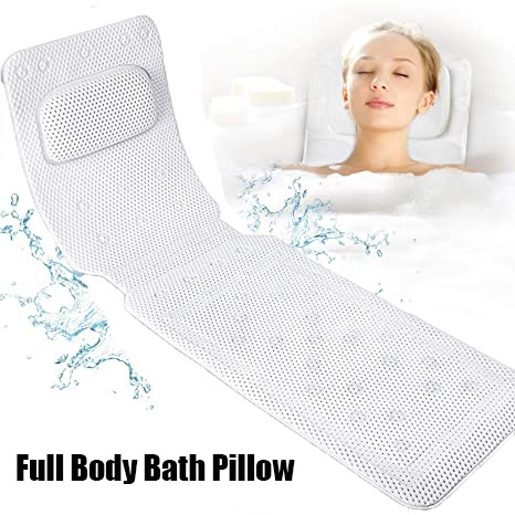 Bath Pillow Full Body，Non-Slip Cushioned Bathtub Pillow，Luxury 3D Air Mesh  Spa Bathtub Cushion for Neck Head Shoulder and Back Support，Quick Drying  Machine Wash Safe