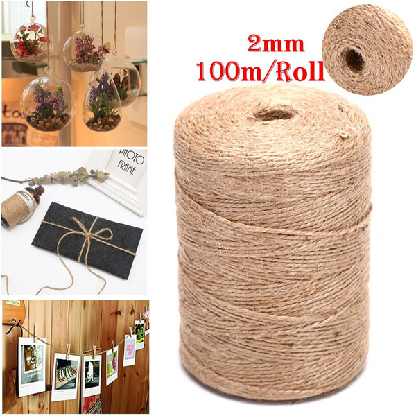 Jute Twine 100M Natural Sisal 2mm Rustic Tags Wrap Wedding Decoration  Crafts Twisted Rope String Cord Events Party Supplies