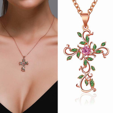Plants, DIAMOND, Cross necklace, Cross Pendant