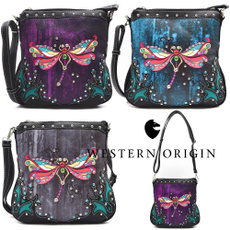 women's shoulder bags, rainbow, Colorful, dragon fly