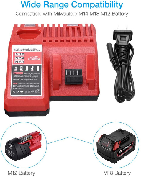 M18 & M12 Battery Charger Replacement For Milwaukee 12V-18V