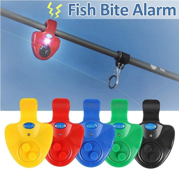 Outdoor Fishing Tools Mini Universal Electronic Fish Bite Sound Alarm LED  Light Alert Bell Fishing Rod Clip-On ABS Fish Bite Alarm Black