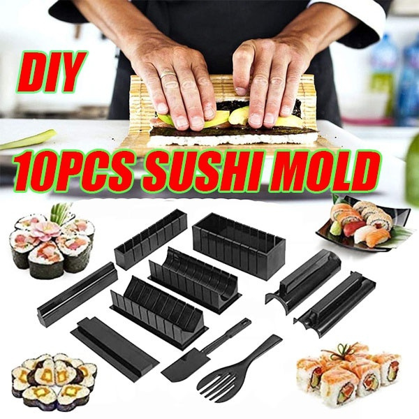 Sushi Maker Kit Sushi Maker 10 Pcs Plastic Premium Set Sushi Tool Set Sushi  Rice Roll Form Molds Diy Sushi Roller Tool Para principiantes en casa