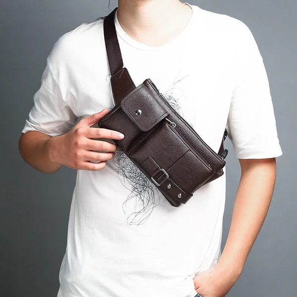 Men's Chest Bag Messenger Bag for Men Brand Messenger Bag Leather ...