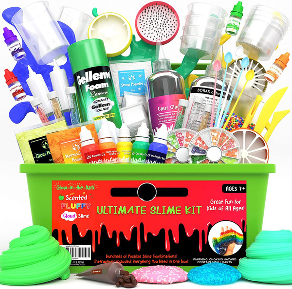 Ultimate Slime Kit DIY Slime Making Kit with Slime Add Ins Stuff for  Unicorn, Glitter, Cloud, Butter, Floam, More - Deluxe Slime Kits Gift for  Girls and Boys (Green, 55pcs)