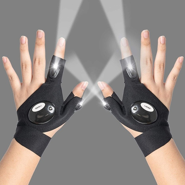 1Pair LED Light Finger Lighting Gloves Auto Repair Outdoors Flashing Artifact 