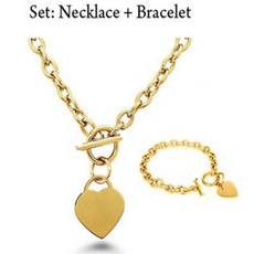 Charm Bracelet, Heart, gold, Stainless Steel
