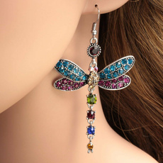 dragon fly, Joyería de pavo reales, Regalos, 925 silver earrings