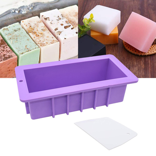 Silicone Soap Molds Rectangular Loaf Mold With Plastic Scraper For