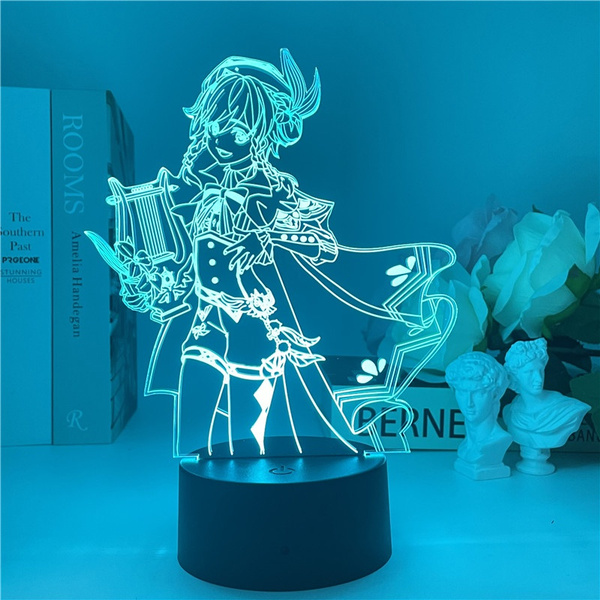 16 7color Game Anime 3d Acrylic Lamp Genshin Impact Keqing Keqing