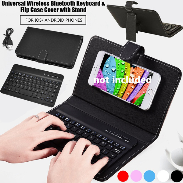 Bluetooth Keyboard Universal Portable Smartphone Keypad with Case for iPad Mini iPhone Android Tablet Mobile