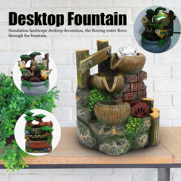 NEW 3Style Desktop Fountain, Flowing Water Waterwheel Fountain Home ...