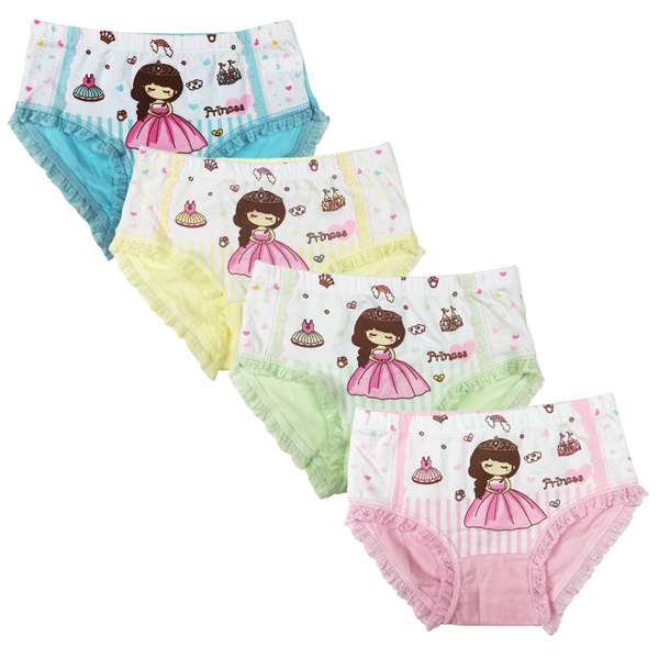 4pcs/Set, 3-11 Years Kids Series Comfy Cotton Baby Underwear Girls ...
