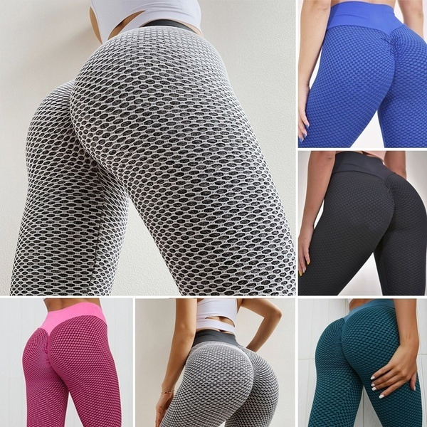 Women Honeycomb Anti Cellulite Leggings High Waist Yoga Pants Bubble  Textured Scrunch Ruched Butt Lift Running Tights Plus Size