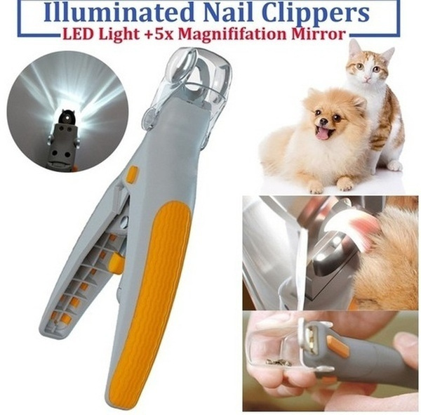 Pet Products Splash Proof Cat And Dog Nail Clipper LED Lamp Magnifying  Glass Anti Cutting Blood Line Pet Nail Clipper