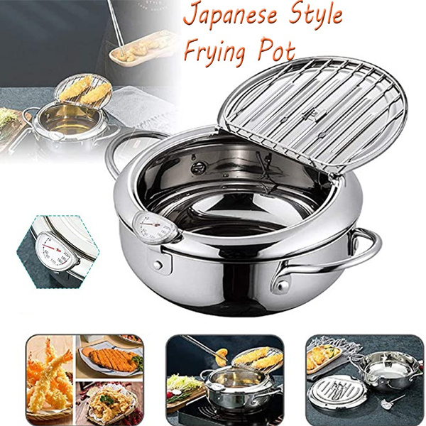 Japanese Style Frying Pot Kitchen Deep Fryers Tempura Fryer Pot With Thermometer Induction For