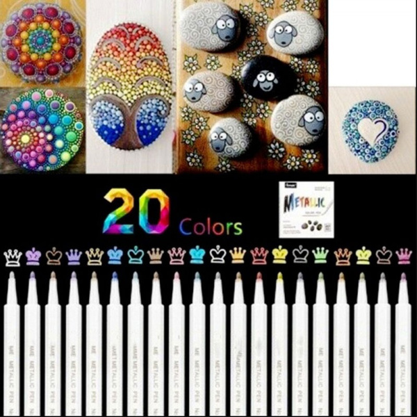20 Colors Premium Acrylic Pens Marker Pens Paint Pen Write on Stones
