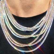 Chain Necklace, DIAMOND, Jewelry, gold