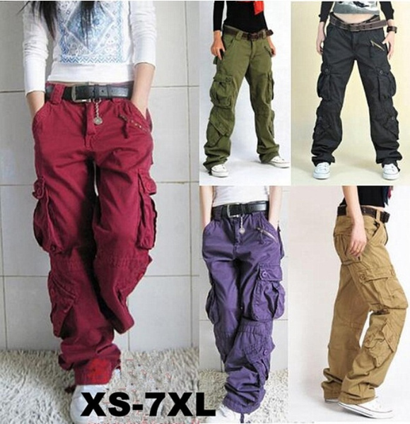 New Women's Plus Size Multi-pocket Classic Military Cargo Pants, Authentic  High-quality Thick Fashion Street Street Sweatpants