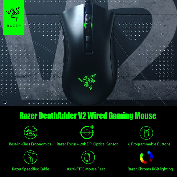 Razer DeathAdder V2 Wired Gaming Mouse W/20K DPI Optical Sensor/8