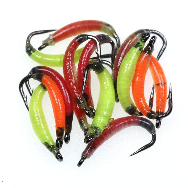 20Pcs Mix Colour Garden Worm Fly Size 8 Nymph Earth Worm Realistic Fly for  Crappie Trout Bass Bluegill Fishing