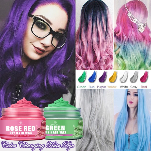 7 Coloers Unisex Multi-Color Hair Dye Temporary Modeling Fashion DIY Hair  Color Wax Mud Hair Dye Cream White Grey Purple Pink Gold Green Blue | Wish