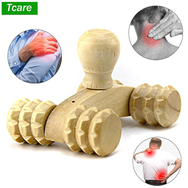 Tcare Solid Wood Full Body Four Wheels Wooden Car Roller Relaxing Hand Massage Tool Reflexology 9994