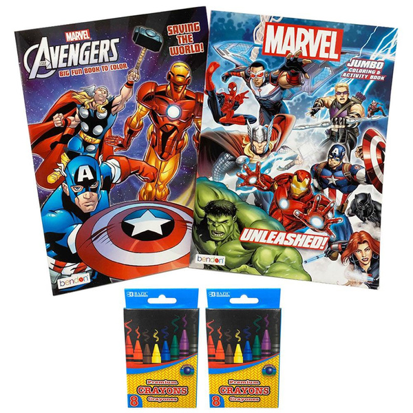 Marvel AVENGERS Coloring & Activity Book + 8 Metallic Crayons