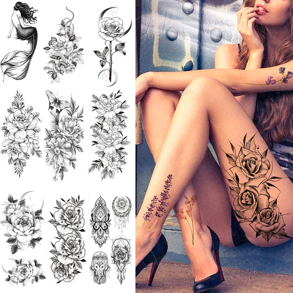 Female Azalea Snake Flower Large Realistic Flower Fake Tattoo Sticker for  Woman Temporary Tattoo Body Art Water Transfer Tattoo for 30 Models To  Choose From  Wish