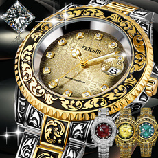 quartz, relojmasculino, gold, Watch