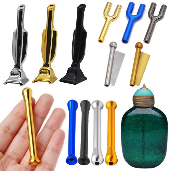 Aluminum Alloy Snuff Straw Sniffer Snorter Nasal Smoking Pipe