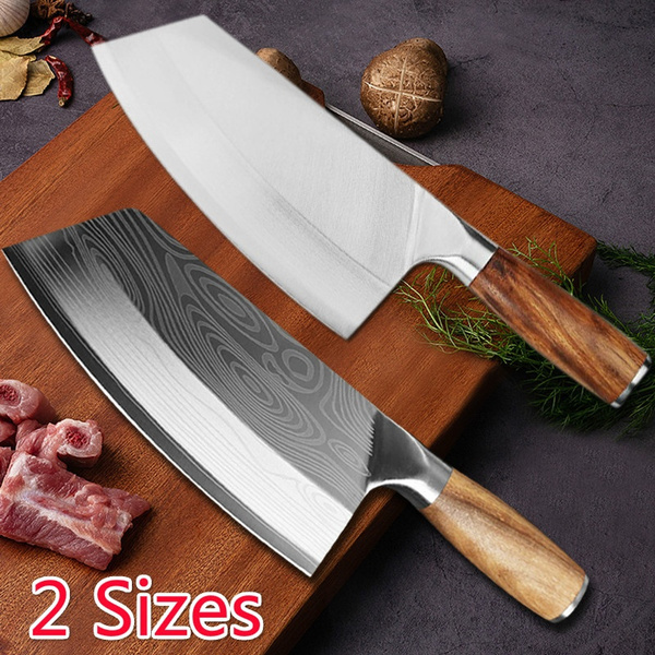 High Quality Kitchen Knife 8 Inch High Carbon Cleaver Knife Cooking Knife  Slicing Knife Chef Knife Damascus Laser Pattern Stainless Steel Knives  Ultra Sharp Chef Knives with Wood Handle