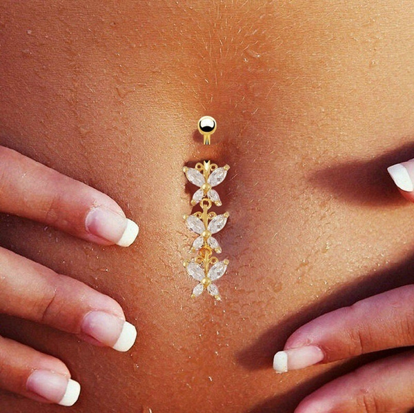 butterfly belly ring gold