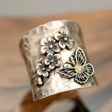 butterfly, Sterling, 925 silver rings, cherryblossom
