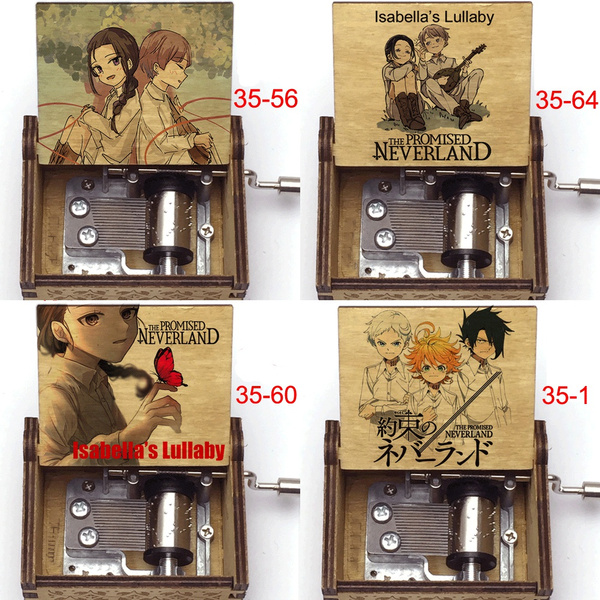 Wooden Black Isabella's Lullaby Music Anime Promised Neverland Music Box  Color Print for Fans Friends Christmas Birthday Gifts