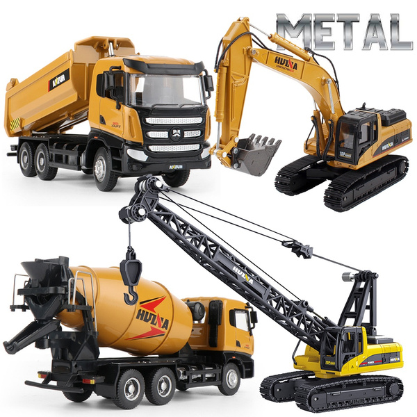 HUINA 1:50 Dump Truck Excavator Wheel Loader Crane Forklift Diecast Metal  Model Construction Vehicle Toys for Boys Birthday Gift Car Collection