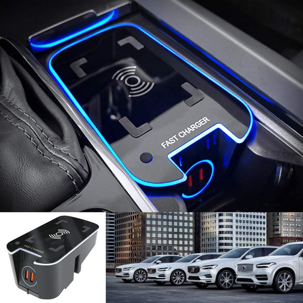 New Upgrade Wireless Car Charger for Volvo XC90 XC60 S90 V90 V60 S60 QC3.0 Anti-slip Fast Charging with USB Port 36W QI Smart Charging Pad |