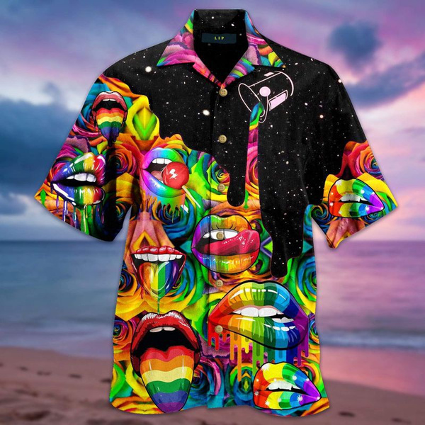 LGBT Rainbow Lip Gay Pride Hawaiian 