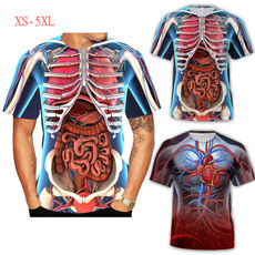 Skeleton, skeletoninternalorgans3dprintedtshirt, Tops, summercasualtshirt