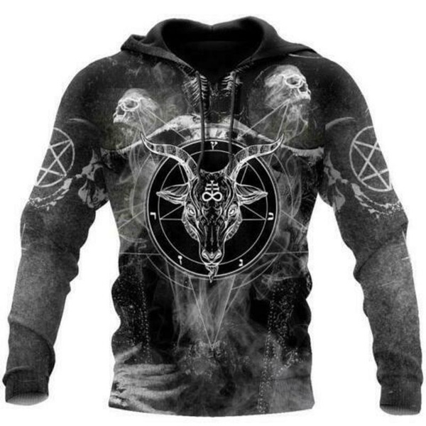 Skull Satanic Goat Satanic Pentagram Shrine Hoodie  Be Advised These Hoodies Are A Polyester blend Material Different Than A Normal Hoodie-