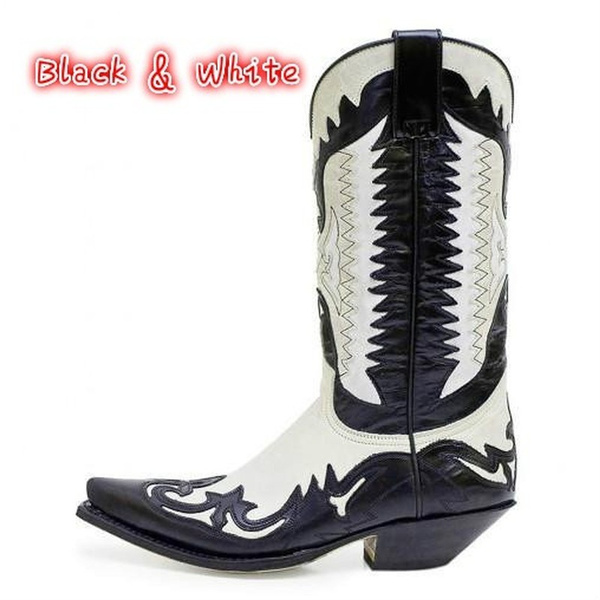 Men s Pointed Toe Cowboy Western Boots Men Knight Boots High Heel Mid Boots