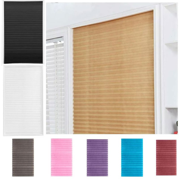 Windows Pleated Blinds Curtain Self-Adhesive Roller Curtain 1Pc Half Blackout 