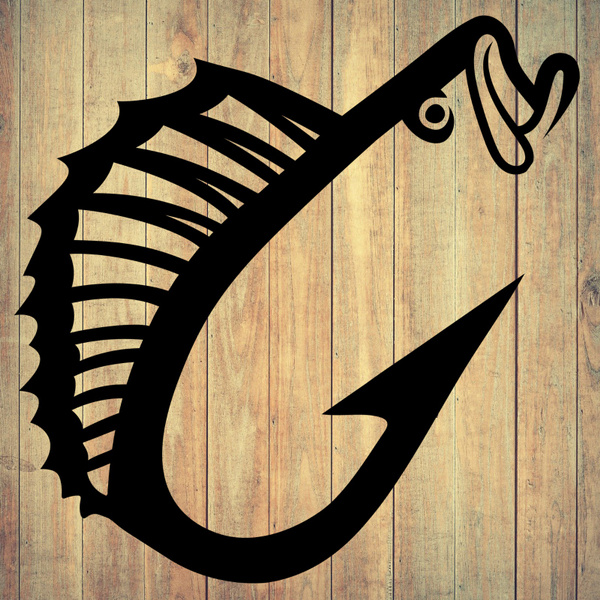 2PCS FISH HOOK GRAPHIC - Fishing Die Cut Decal Vinyl Sticker for
