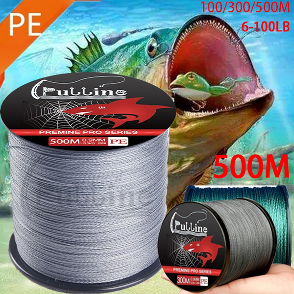 PULLINE Fishing Line 100M/300/500M Fishing Tools Super Strong 4 Strands 6lb-100lb  Braided Grey Color Fishing Tackle PE Lines Outdoor Sports