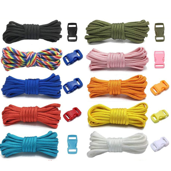 Paracord Rope 10Pcs Paracord Bracelet Kit Multifunction Paracord Ropes Paracord  Kit 4mm with 10 Pcs Colorful Paracord Buckles for DIY Bracelets Keychains  Camping and Others